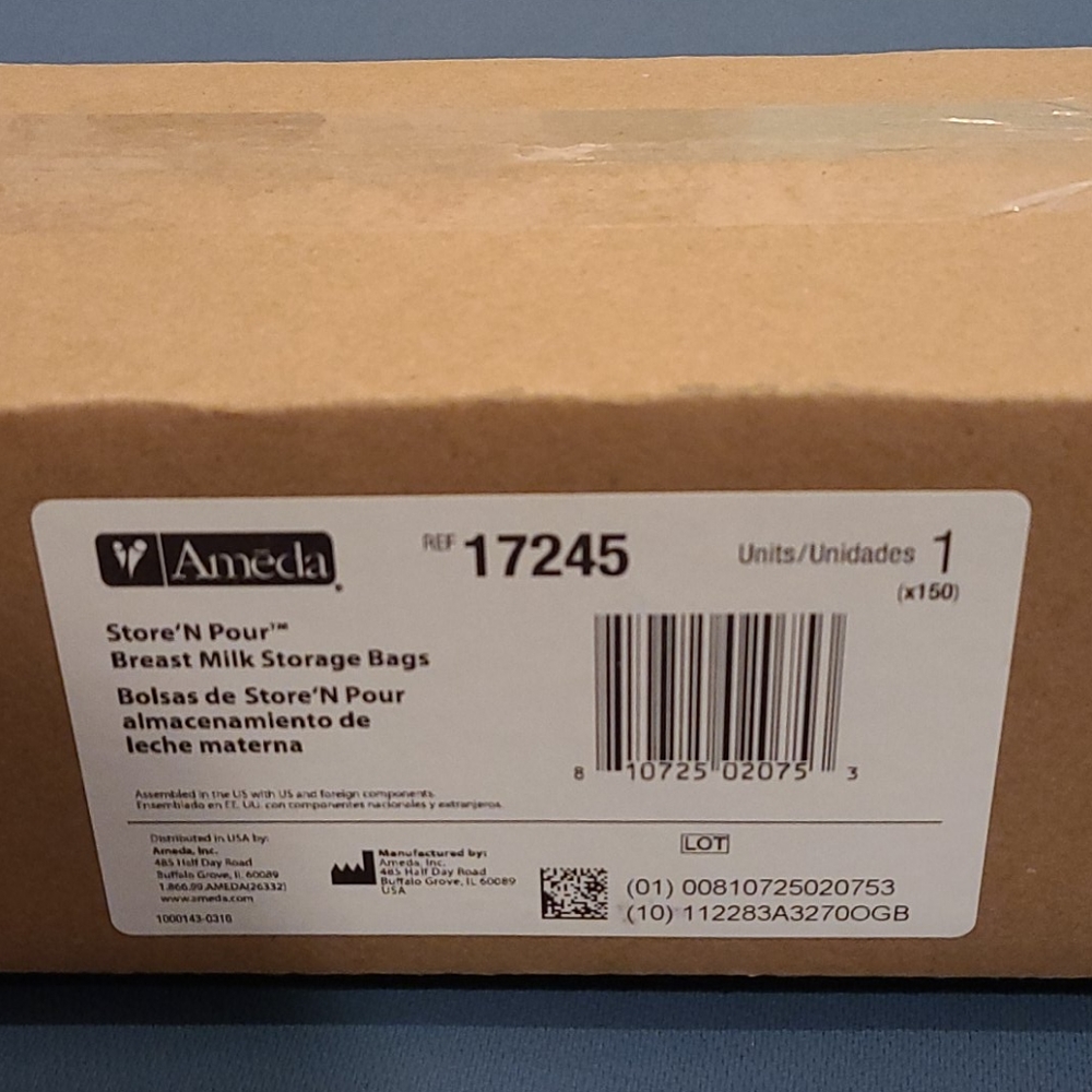 150 Ameda Store 'N Pour Breast Milk Storage Bags